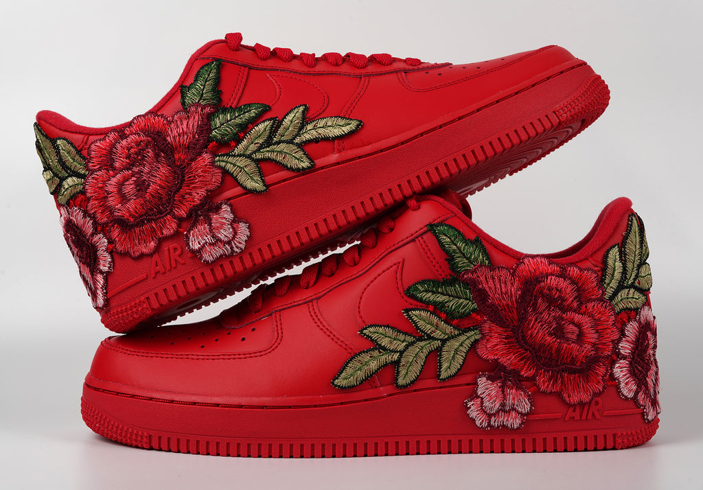 Air Force 1 Custom Triple Red Short Rose Low Flower Floral Shoes