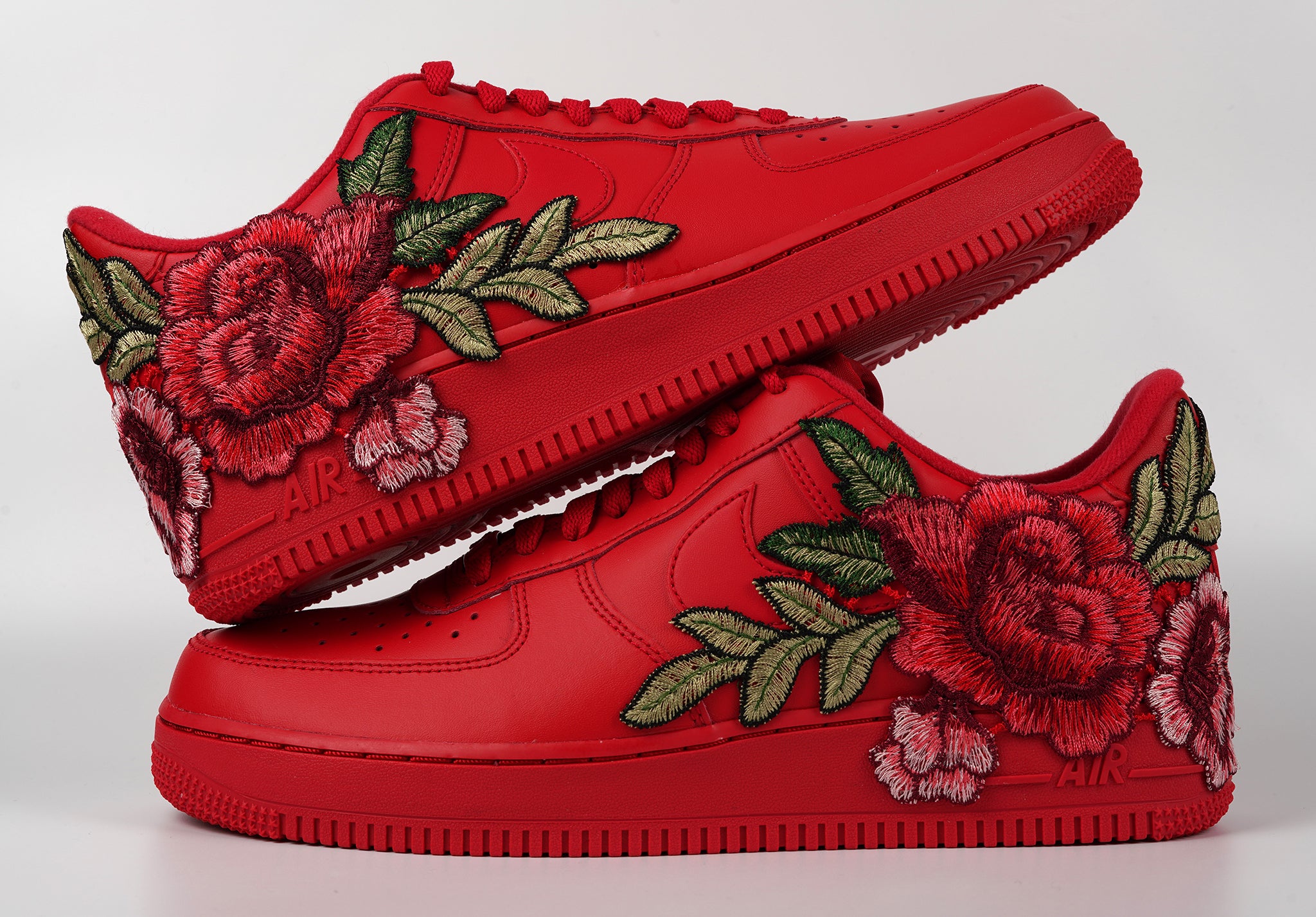 Custom Nike Air Force 1 Red Rose - Custom Nike Shoes