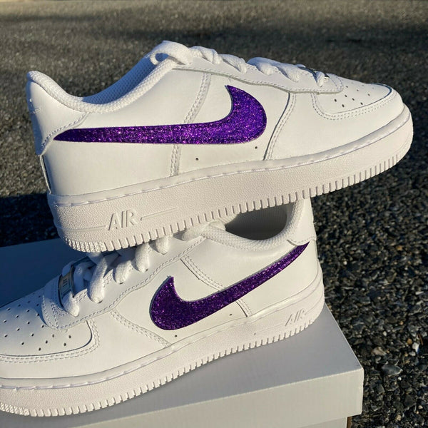 Air Force 1 Purple Glitter Low White Custom Shoes Women Kids Men Sizes AF1 Sneakers 5