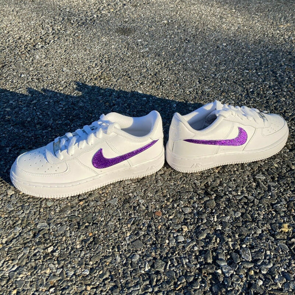 Air Force 1 Purple Glitter Low White Custom Shoes Women Kids Men Sizes AF1 Sneakers 6
