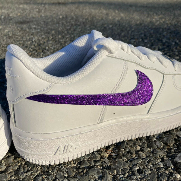 Air Force 1 Purple Glitter Low White Custom Shoes Women Kids Men Sizes AF1 Sneakers 7