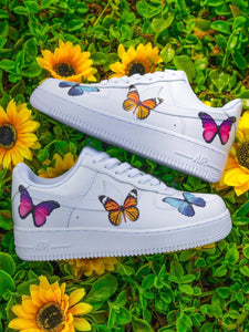 Air Force 1 07 Low Pink Blue Orange Butterfly Custom Shoes All Sizes AF1 Sneakers