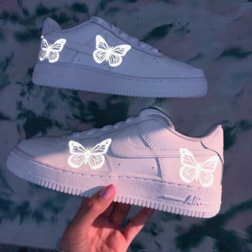 Air Force 1 07 Low Reflective Butterfly White Custom Shoes All AF1 Sneakers